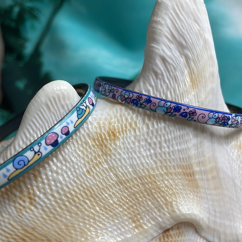 Michaela Frey Vintage Enamel Bangle Snail & Mouse Children’s Bangle Bracelets